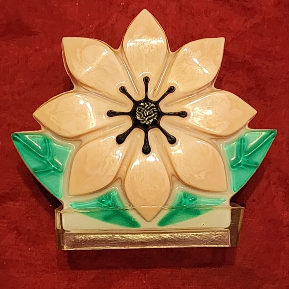 Vtg 1960s Pink Lucite Acrylic Resin Daisy Napkin holder pink rarest color made - Picture 5 of 5